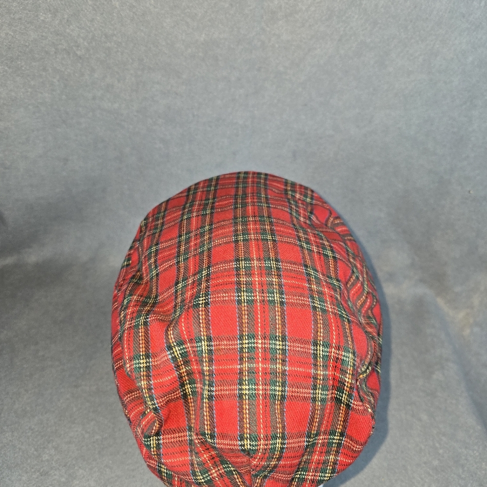 Red Plaid Flat Cap This Vintage cabby Hat Size S/M Stand out from the rest. - Picture 4 of 9